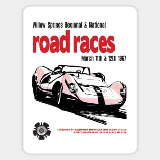 Willow Springs circuit Road Races 1967 retro vintage racing poster Sticker